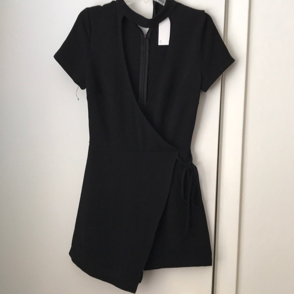 Black v-neck romper